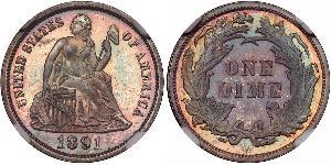 10 Цент / 1 Дайм США (1776 - ) Мідь/Срібло 