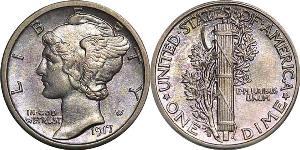 10 Цент / 1 Дайм США (1776 - ) Мідь/Срібло 