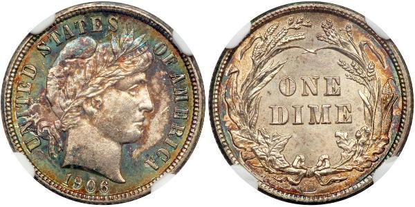10 Цент / 1 Дайм США (1776 - ) Мідь/Срібло 