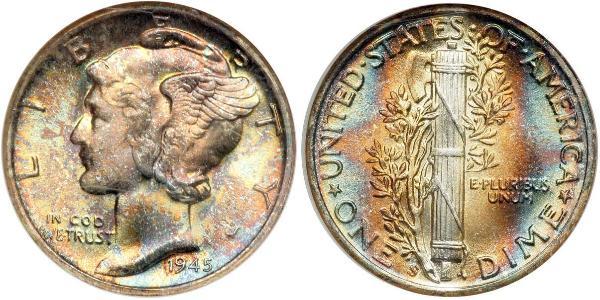10 Цент / 1 Дайм США (1776 - ) Мідь/Срібло 