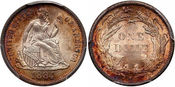 10 Цент / 1 Дайм США (1776 - ) Мідь/Срібло 
