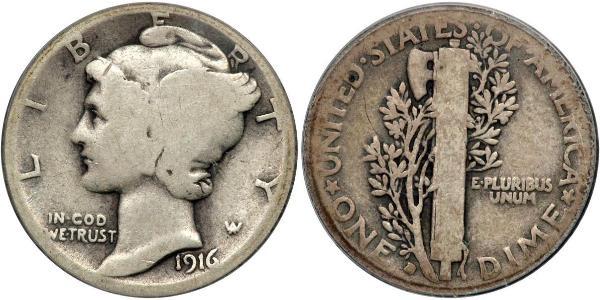 10 Цент / 1 Дайм США (1776 - ) Мідь/Срібло 