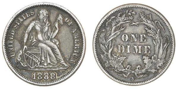 10 Цент / 1 Дайм США (1776 - ) Мідь/Срібло 