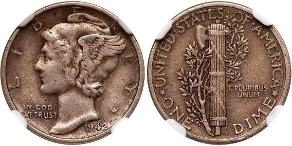 10 Цент / 1 Дайм США (1776 - ) Мідь/Срібло 
