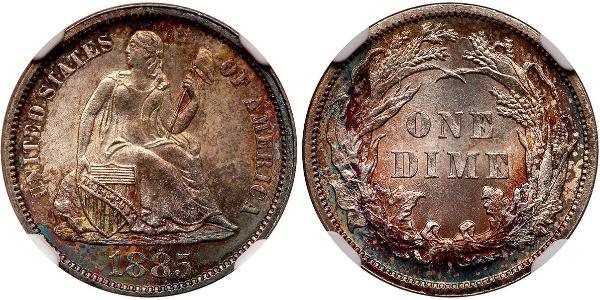 10 Цент / 1 Дайм США (1776 - ) Мідь/Срібло 