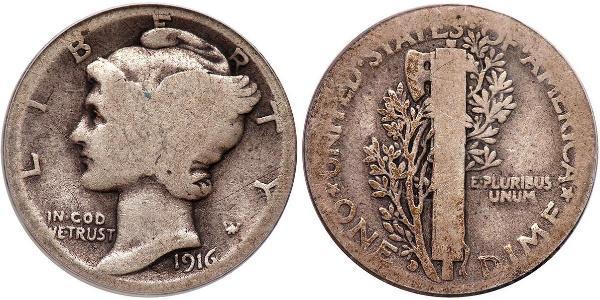 10 Цент / 1 Дайм США (1776 - ) Мідь/Срібло 