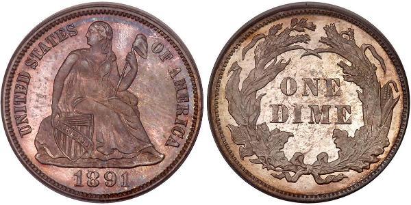 10 Цент / 1 Дайм США (1776 - ) Мідь/Срібло 