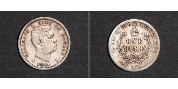 10 Цент / 1 Дайм США (1776 - ) Серебро Калакауа