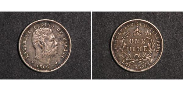 10 Цент / 1 Дайм США (1776 - ) Серебро Калакауа