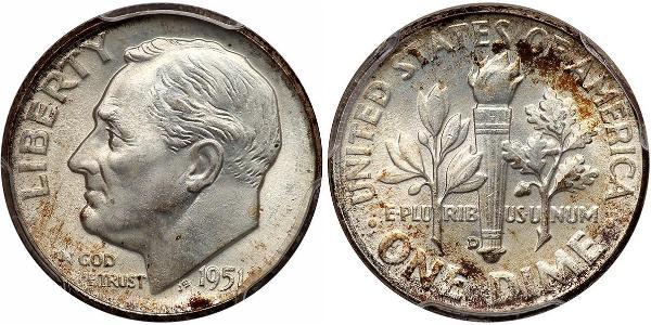 10 Цент / 1 Дайм США (1776 - ) Серебро 