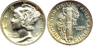 10 Цент / 1 Дайм США (1776 - ) Серебро/Медь 