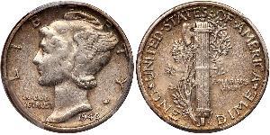 10 Цент / 1 Дайм США (1776 - ) Серебро/Медь 