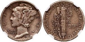 10 Цент / 1 Дайм США (1776 - ) Серебро/Медь 