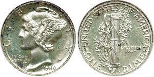 10 Цент / 1 Дайм США (1776 - ) Серебро/Медь 
