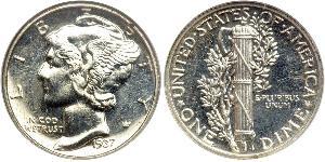 10 Цент / 1 Дайм США (1776 - ) Серебро/Медь 
