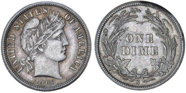 10 Цент / 1 Дайм США (1776 - ) Серебро/Медь 