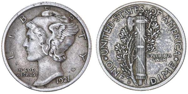 10 Цент / 1 Дайм США (1776 - ) Серебро/Медь 