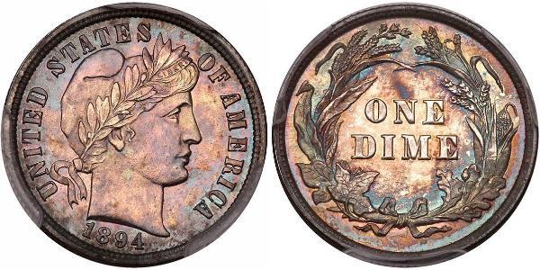 10 Цент / 1 Дайм США (1776 - ) Серебро/Медь 