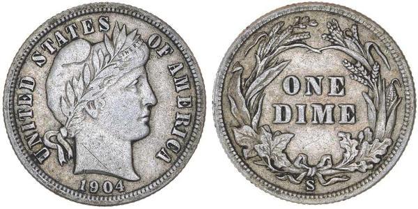 10 Цент / 1 Дайм США (1776 - ) Серебро/Медь 