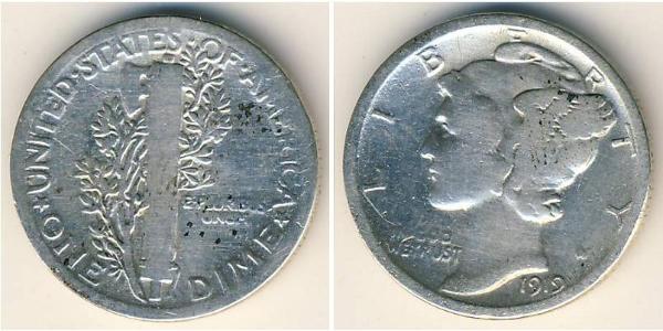 10 Цент / 1 Дайм США (1776 - ) Серебро/Медь 