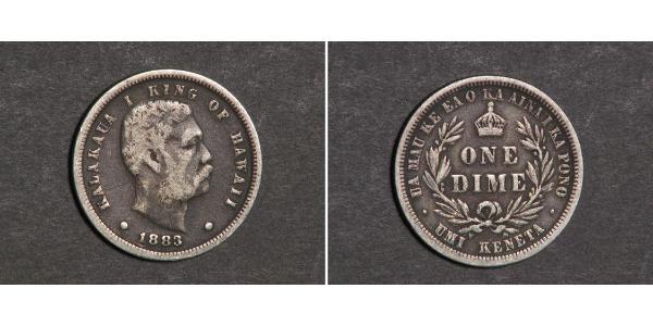 10 Цент / 1 Дайм США (1776 - ) Срібло Kalākaua