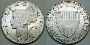 10 Шиллинг Австрийская Республика(1955 - ) Серебро 