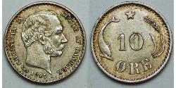 10 Эре Дания  Кристиан IX король Дании (1818-1906)