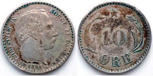 10 Эре Дания  Кристиан IX король Дании (1818-1906)