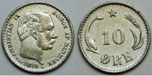 10 Эре Дания  Кристиан IX король Дании (1818-1906)