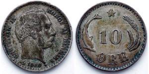 10 Эре Дания  Кристиан IX король Дании (1818-1906)