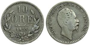 10 Эре Швеция Серебро Оскар I (1799-1859)