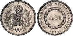 1200 Reis Empire of Brazil (1822-1889) Silver 