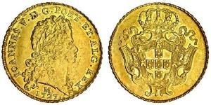 12800 Reis Brasilien Gold Johann V. von Portugal (1689-1750)