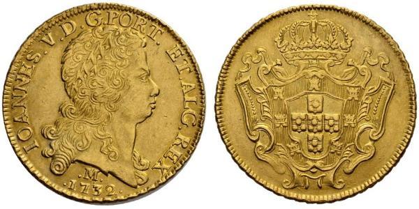 12800 Reis Brasilien Gold Johann V. von Portugal (1689-1750)