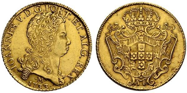 12800 Reis Brasil Oro Juan V de Portugal (1689-1750)