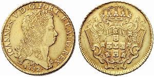 12800 Reis Brasile Oro Giovanni V del Portogallo (1689-1750)