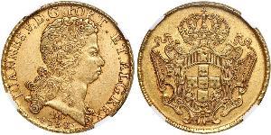 12800 Reis Brasile Oro Giovanni V del Portogallo (1689-1750)