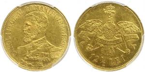 12.5 Leu Regno di Romania (1881-1947) Oro Carlo I di Romania (1839 - 1914)