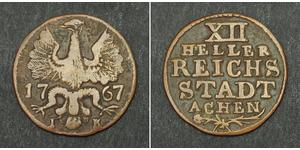 12 Heller Reichsstadt Aachen (1306 - 1801) Kupfer 