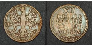 12 Heller Reichsstadt Aachen (1306 - 1801) Kupfer 