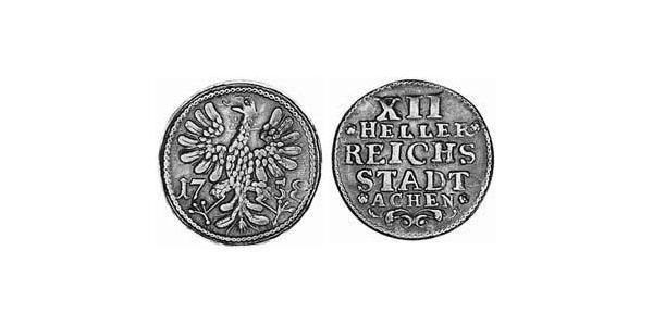 12 Heller Reichsstadt Aachen (1306 - 1801) Kupfer 