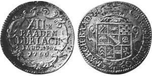 12 Kreuzer Margraviato di Baden-Durlach (1535 - 1771) Argento 