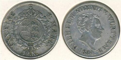 12 Kreuzer Kingdom of Württemberg (1806-1918) Silver 