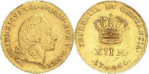 12 Mark Denmark-Norway (1536-1814) Gold Frederick V of Denmark (1723 - 1766)