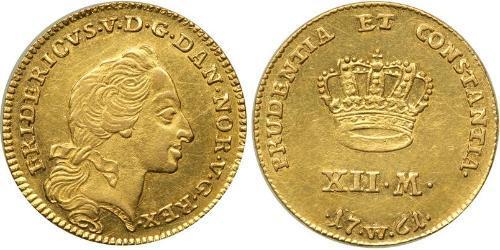 12 Mark Denmark-Norway (1536-1814) Gold Frederick V of Denmark (1723 - 1766)