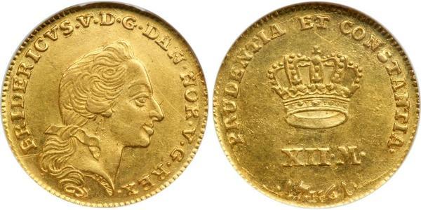 12 Mark Denmark-Norway (1536-1814) Gold Frederick V of Denmark (1723 - 1766)