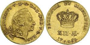 12 Mark Dänemark-Norwegen (1536-1814) Gold Friedrich V. (Dänemark und Norwegen) (1723 - 1766)