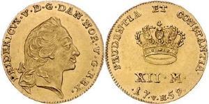 12 Mark Dänemark-Norwegen (1536-1814) Gold Friedrich V. (Dänemark und Norwegen) (1723 - 1766)