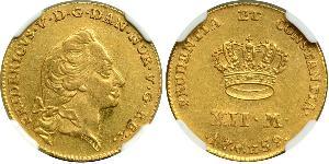 12 Mark Reino de Dinamarca y Noruega (1536-1814) Oro Federico V de Dinamarca (1723 - 1766)