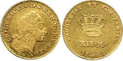12 Марка Датско-норвежское королевство (1536-1814) Золото Frederick V of Denmark (1723 - 1766)